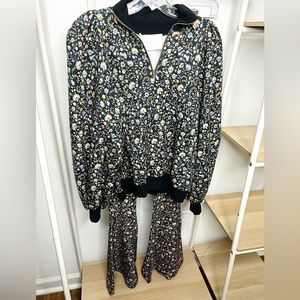 Selkie matching set floral zip sweatshirt turtleneck & leggings, size XXS/XS NEW